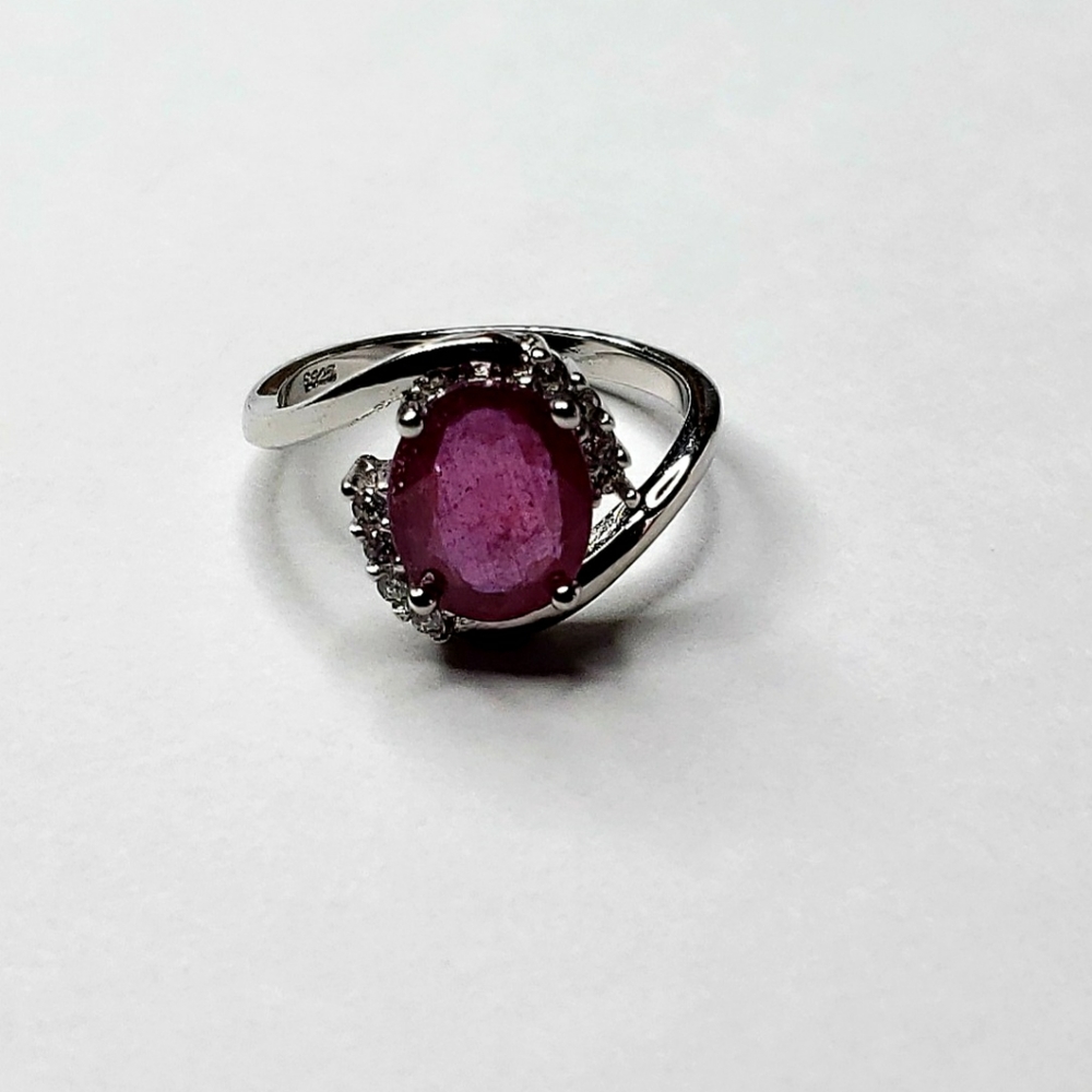 Sterling Silver Ruby Ring - image 1